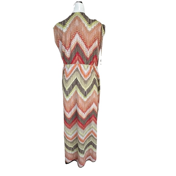 Chico's Size 2 Textured Chevron Tessa Maxi Dress V-neck Sleeveless Resortwear - Picture 7 of 12